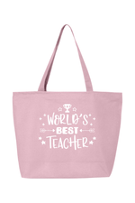 Worlds Best Teacher | Canvas Zippered Tote