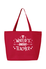 Worlds Best Teacher | Canvas Zippered Tote