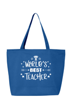 Worlds Best Teacher | Canvas Zippered Tote