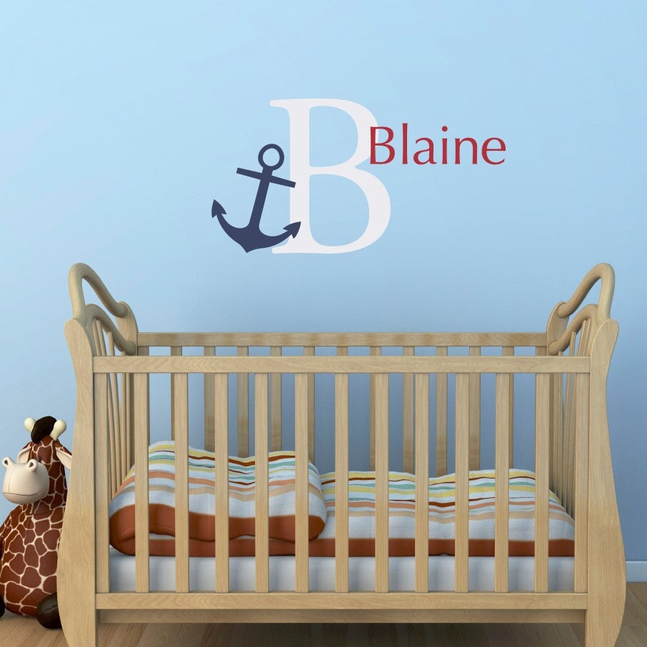 Personalized Nautical Decal Set. Anchor, Initial & Name.