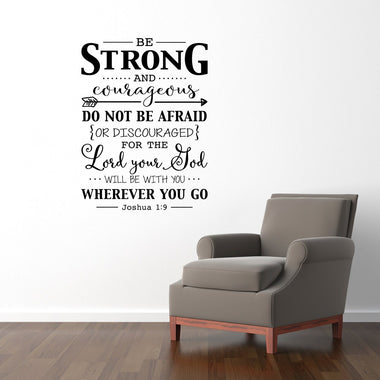 Be Strong and Courageous Wall Decal Quote | Bible Verse Christian Decor | Joshua 1:9 Vinyl