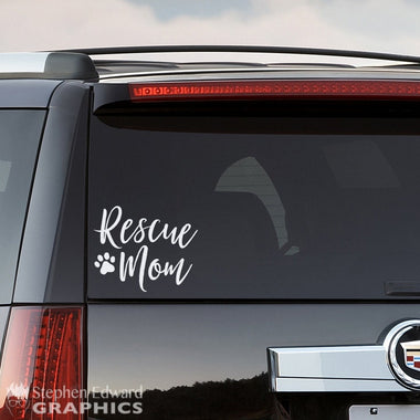 Rescue Mom Car Decal - Pawprint SUV Sticker - Animal lover Vehicle Decal