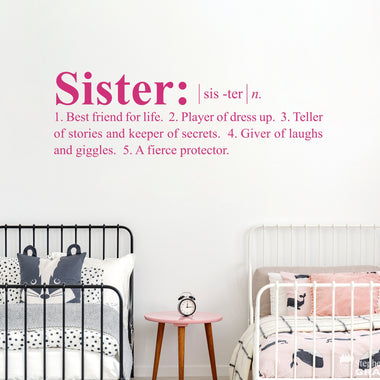 Sister Definition Decal - Shared Girl Bedroom Decor - Dictionary definition