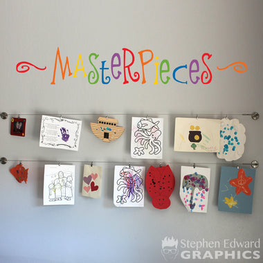 Masterpieces Rainbow Wall Decal - Children Artwork Display Sticker - Kids Art Decal