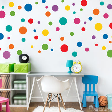 Rainbow Polka Dot Wall Decal Set - Set of 67 Polka Dots
