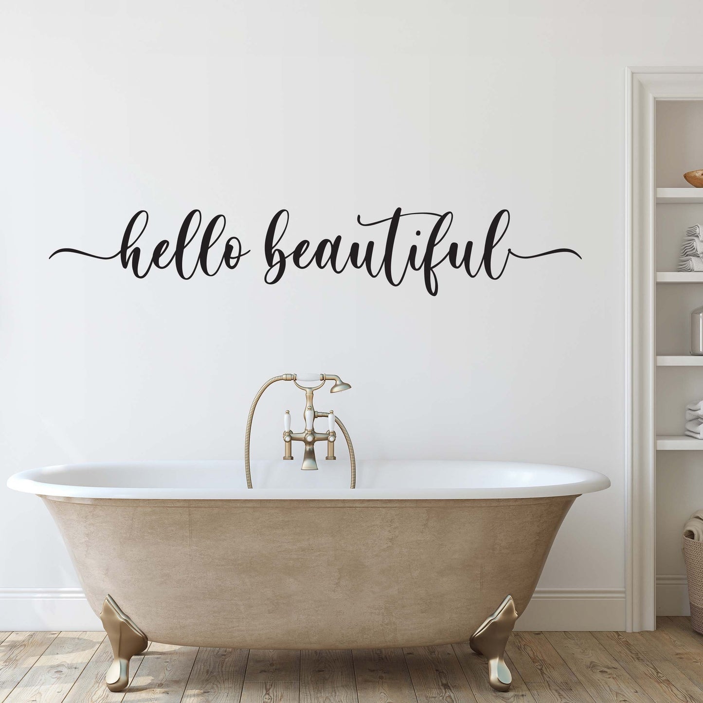 Hello Beautiful Vinyl Decal | Beautiful Quote | Bathroom Wall Decal