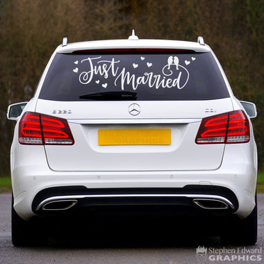 Just Married Decal | Wedding Vehicle Sticker | Car Decal | Heart Bird