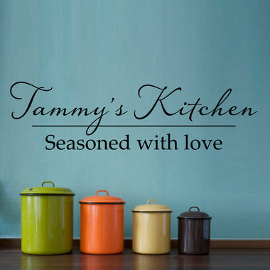 Personalized Name Decal - Kitchen Wall Decal - Seasoned with love - Large
