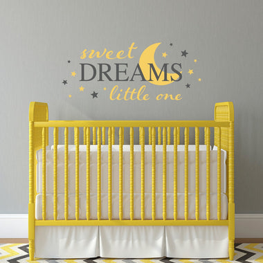 Sweet Dreams Little One Decal - Moon Nursery Decal - Stars wall sticker - Large