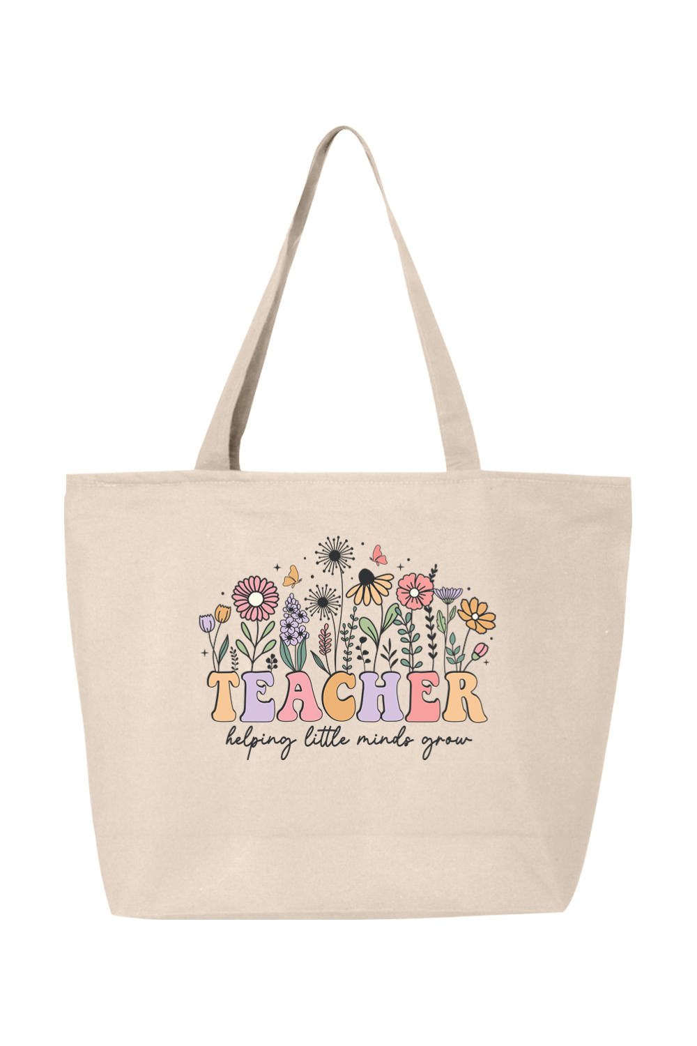 Teacher Helping Little Minds Grow | Canvas Zippered Tote