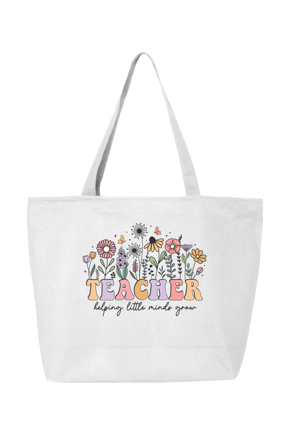 Teacher Helping Little Minds Grow | Canvas Zippered Tote