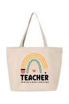 Teacher Teach Love Inspire | Canvas Zippered Tote