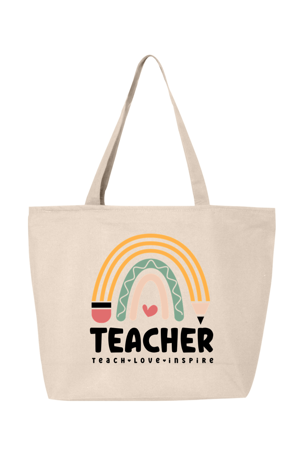 Teacher Teach Love Inspire | Canvas Zippered Tote