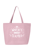 Worlds Best Teacher | Canvas Zippered Tote