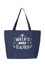 Worlds Best Teacher | Canvas Zippered Tote