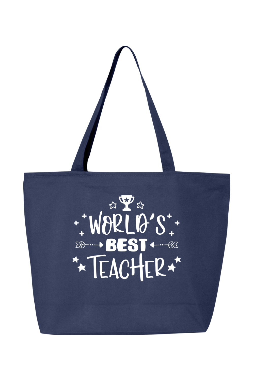 Worlds Best Teacher | Canvas Zippered Tote