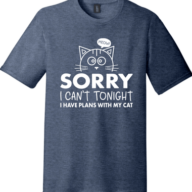 Sorry I Can't Tonight I Have Plans with My Cat | District Perfect Tri Tee