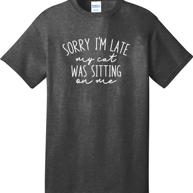 Sorry I'm Late My Cat Was Sitting on Me | Mens Big & Tall T-Shirt