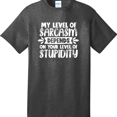 My Level of Sarcasm Depends on Your Level of Stupidity | Mens Big & Tall T-Shirt