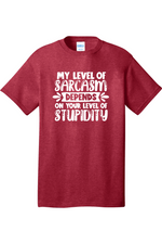 My Level of Sarcasm Depends on Your Level of Stupidity | Mens Big & Tall T-Shirt