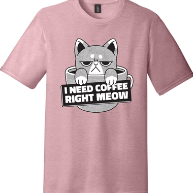 I Need Coffee Right Meow Angry Cat | District Perfect Tri Tee