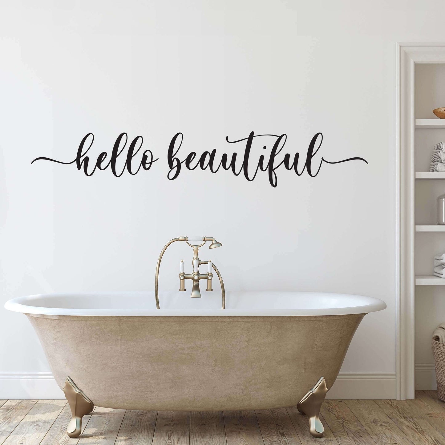 hello beautiful wall decal. Bathroom Decor.