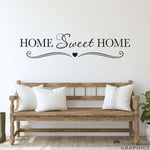 Home Sweet Home Wall Decal with scroll flourish heart design