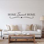 Home Sweet Home Decal with scroll heart flourish | Entryway or Living Room Wall Art