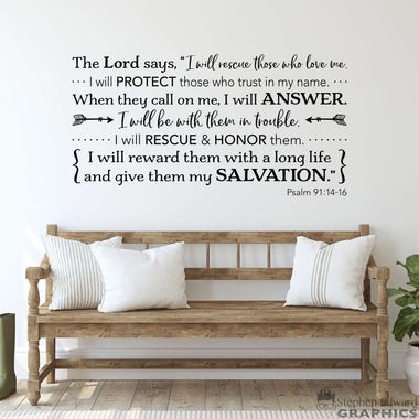 I will rescue those who love me Decal | Bible Verse Quote | Christian Vinyl Decor | Psalm 91:14-16