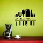 Kitchen Wall Decal | Custom Name Decal | Kitchen Utensil Vinyl Wall Art