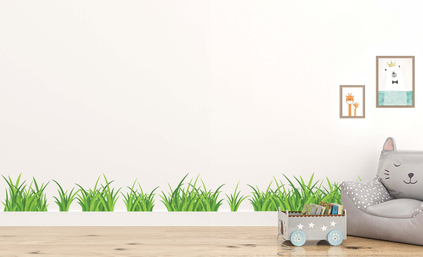Multicolored Grass Decal Set | Set of 7 Grass Patches | Children Bedroom Decor