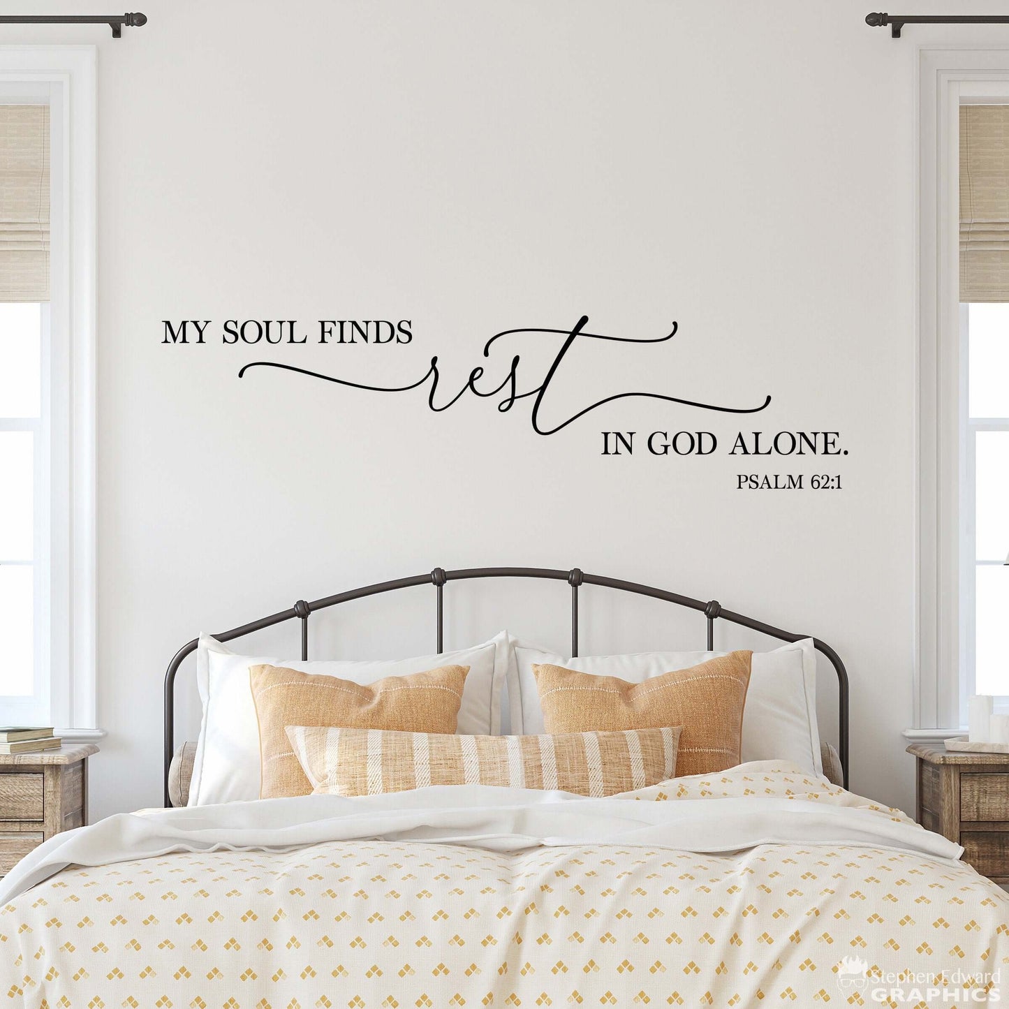 My Soul finds Rest in God alone Decal | Calming Bedroom Decor | Christian Bible Verse | Psalm 62:1