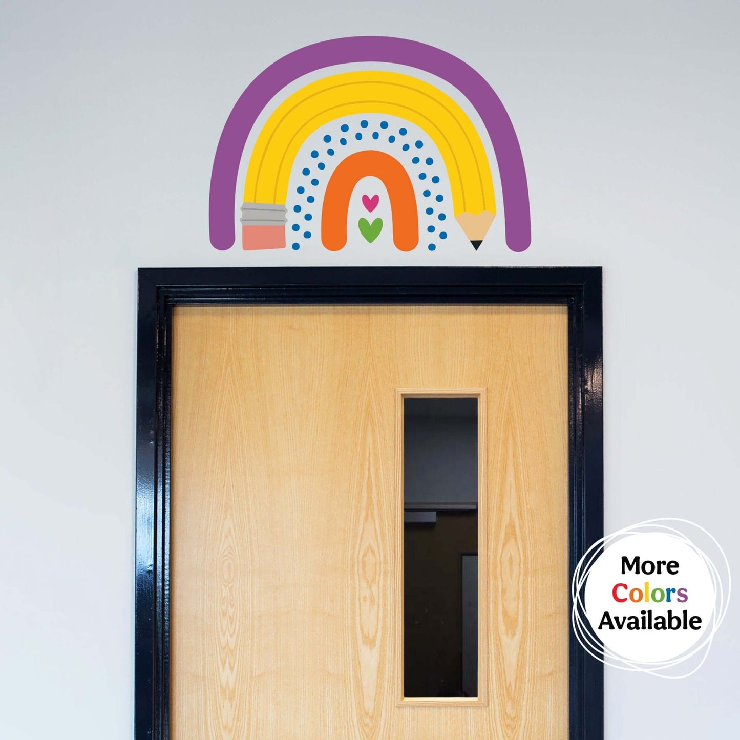 Pencil Rainbow Decal. Pencil incorporated into a rainbow graphic for classroom decor.