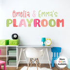 Personalized Playroom Decal. Girls names. Pinks and Greens. Multiple color schemes available. Child bedroom decor.