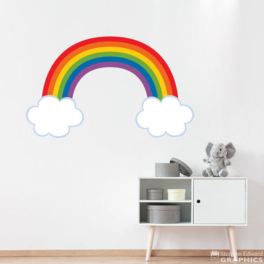 Rainbow Wall Decal - Playroom Wall Art - Children Bedroom Decor - Outline Cloud for White Walls