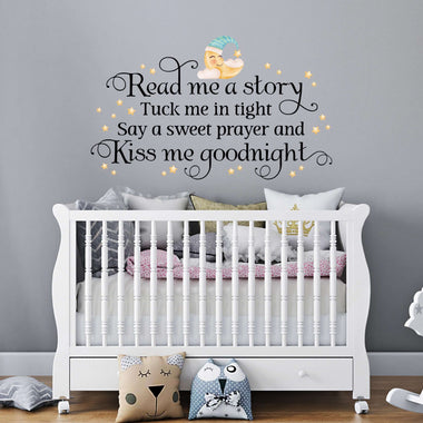 Read me a story Tuck me in tight Say a Sweet Prayer and Kiss me Goodnight decal | Nursery Decor | Printed Wall Art Vinyl