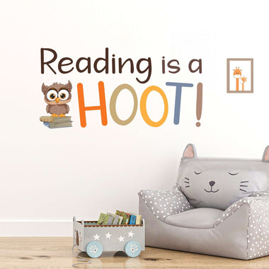 Reading is a Hoot Printed Decal | Children Wall Vinyl | Teacher Gift | Library Decor