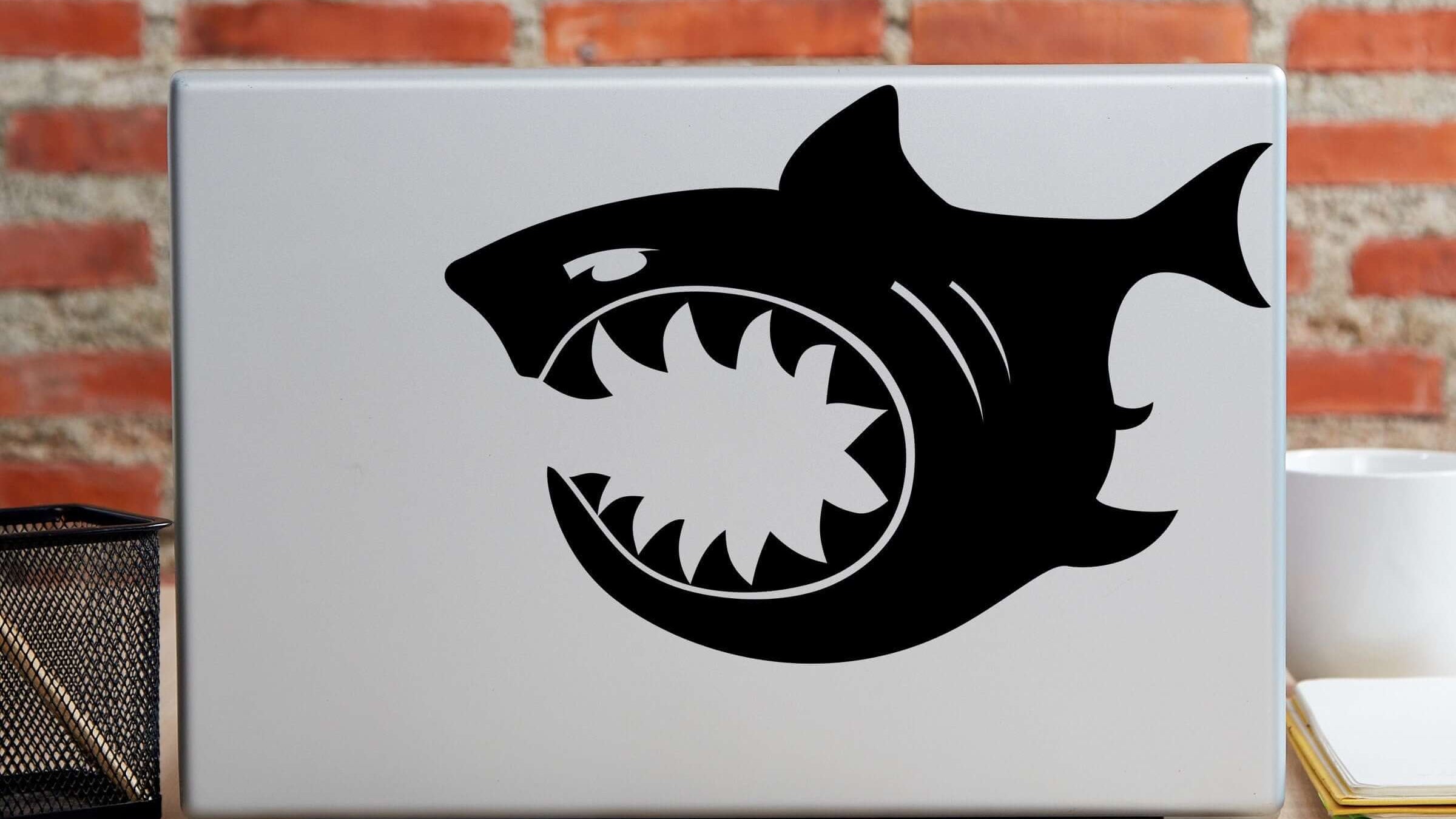 Shark Bite Laptop and Tablet Decal | Sticker