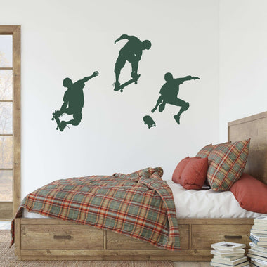 Skateboarder Wall Decal Set. Teen Boy Bedroom Decor.