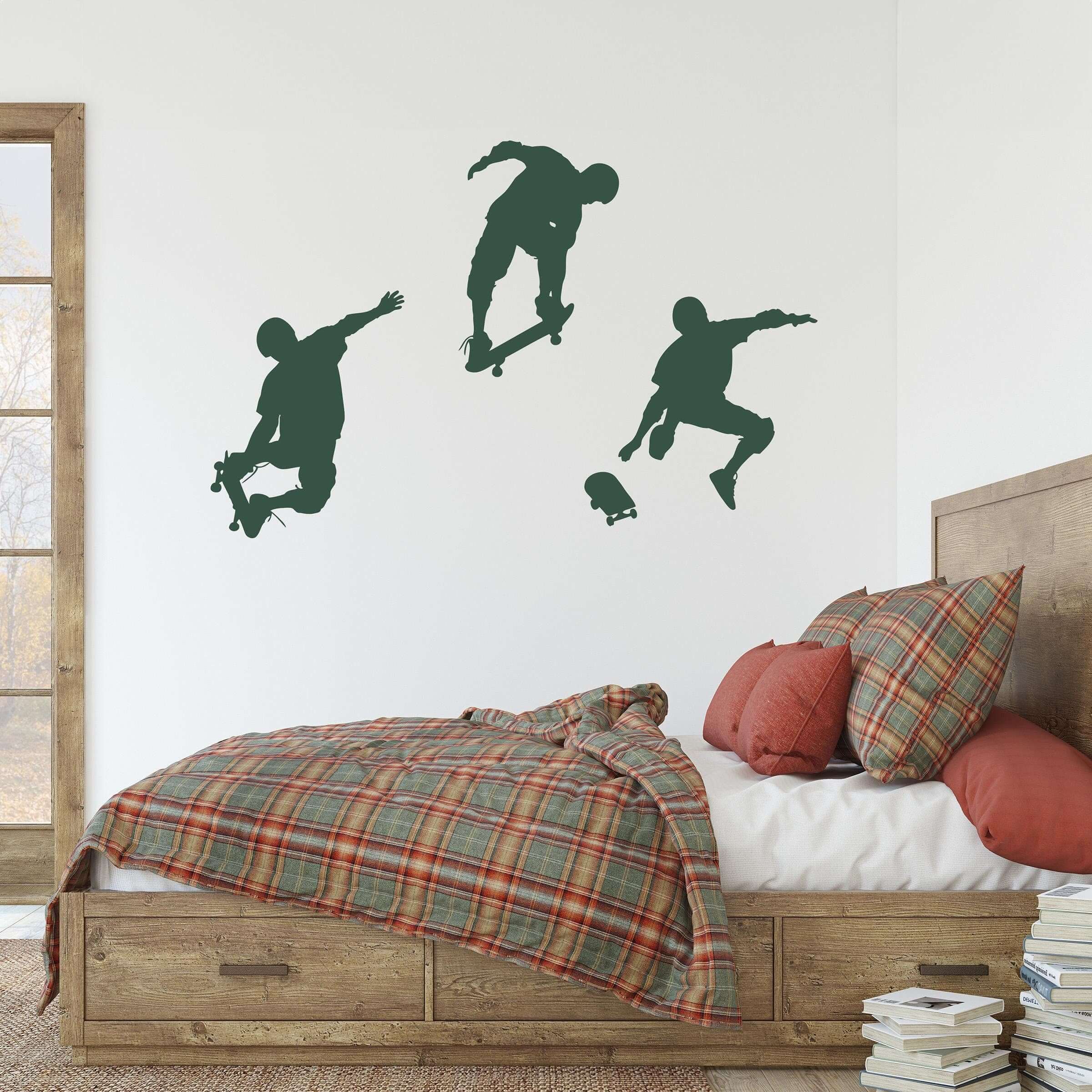 Skateboarder Wall Decal Set. Teen Boy Bedroom Decor.