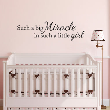 Such a big Miracle in such a little girl Decal. Girl Nursery Decor.