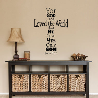 John 3:16 Cross Decal | Christian Vinyl | Cross Wall Decor | God so loved | Bible Verse Sticker
