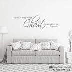 Scripture Wall Decal - I can do all things through Christ who strengthens me - Christian Bible Verse Wall Sticker - Christian Decor