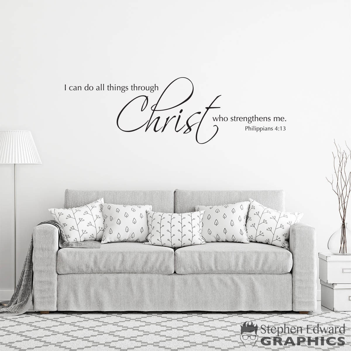 Scripture Wall Decal - I can do all things through Christ who strengthens me - Christian Bible Verse Wall Sticker - Christian Decor