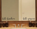 Couple Decal - Hello Gorgeous Hello Handsome Decal Set - Mirror Sticker - Wedding Gift