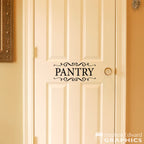 Pantry Decal - Door Sticker - Pantry with scrolls Wall Decal - Kitchen Decor