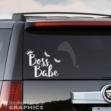 Boss Babe Car Decal | Girl Boss SUV Sticker | Vehicle Decal | Crown and Eyelashes