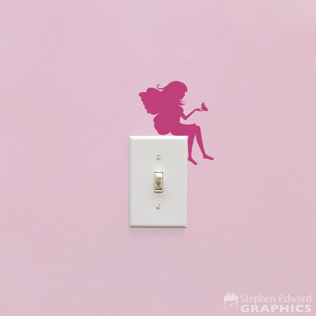 Fairy Decal. Sitting on light switch cover.
