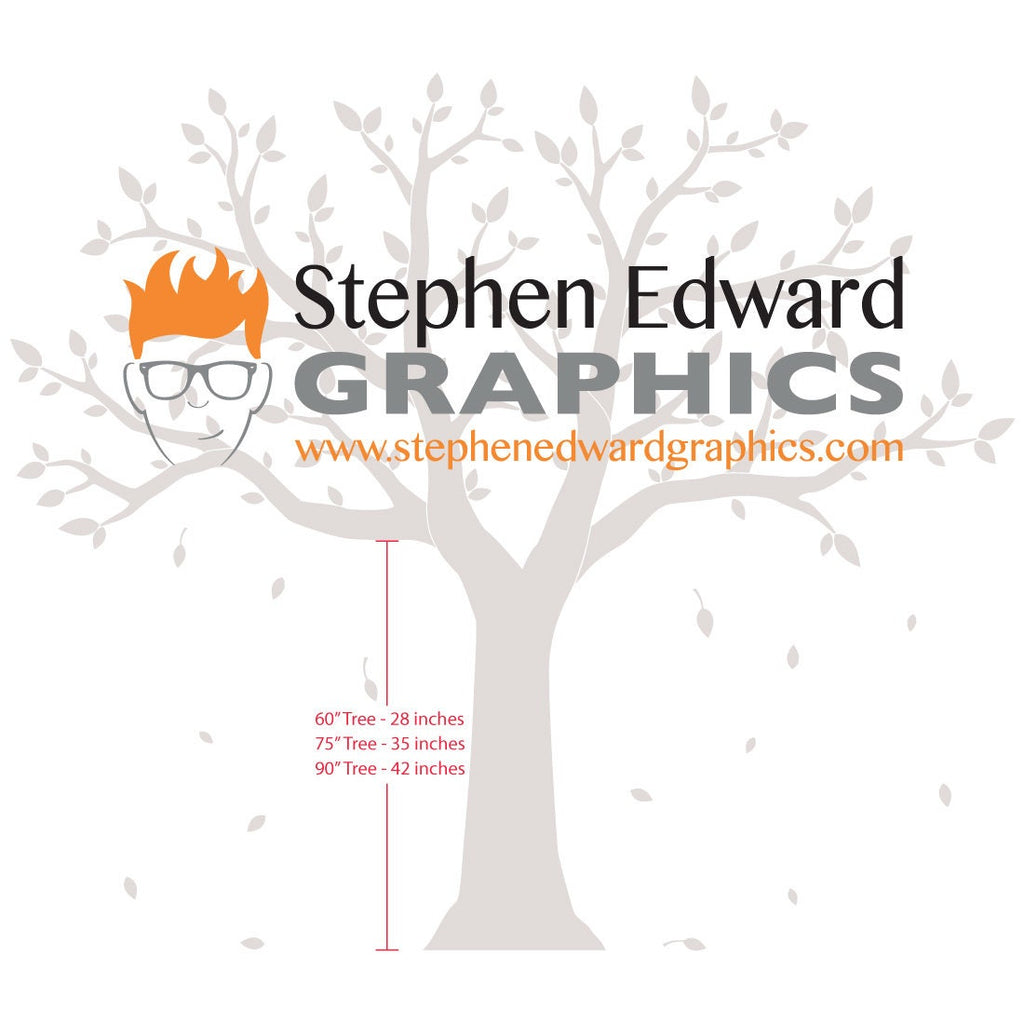 Family Tree Decal - Tree with 158 Leaves Wall Decor - Multiple Sizes