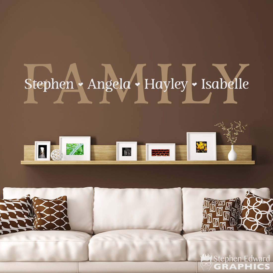 Family wall decal with personalized names of your family members.